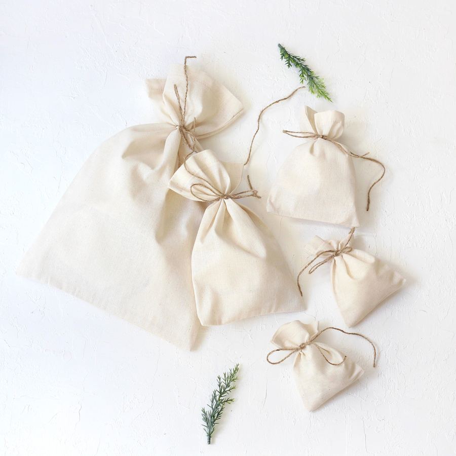 Plain cream raw cloth pouch, 9x12 cm / 10 pcs - 3