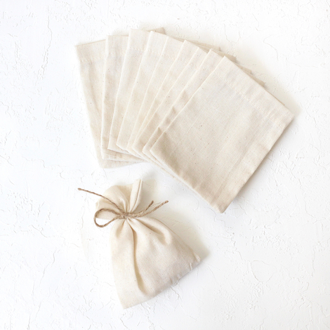 Plain cream raw cloth pouch, 9x12 cm / 10 pcs - 2