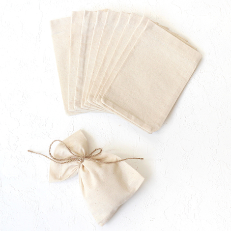 Plain cream raw cloth pouch, 10x15 cm / 10 pcs - Bimotif (1)