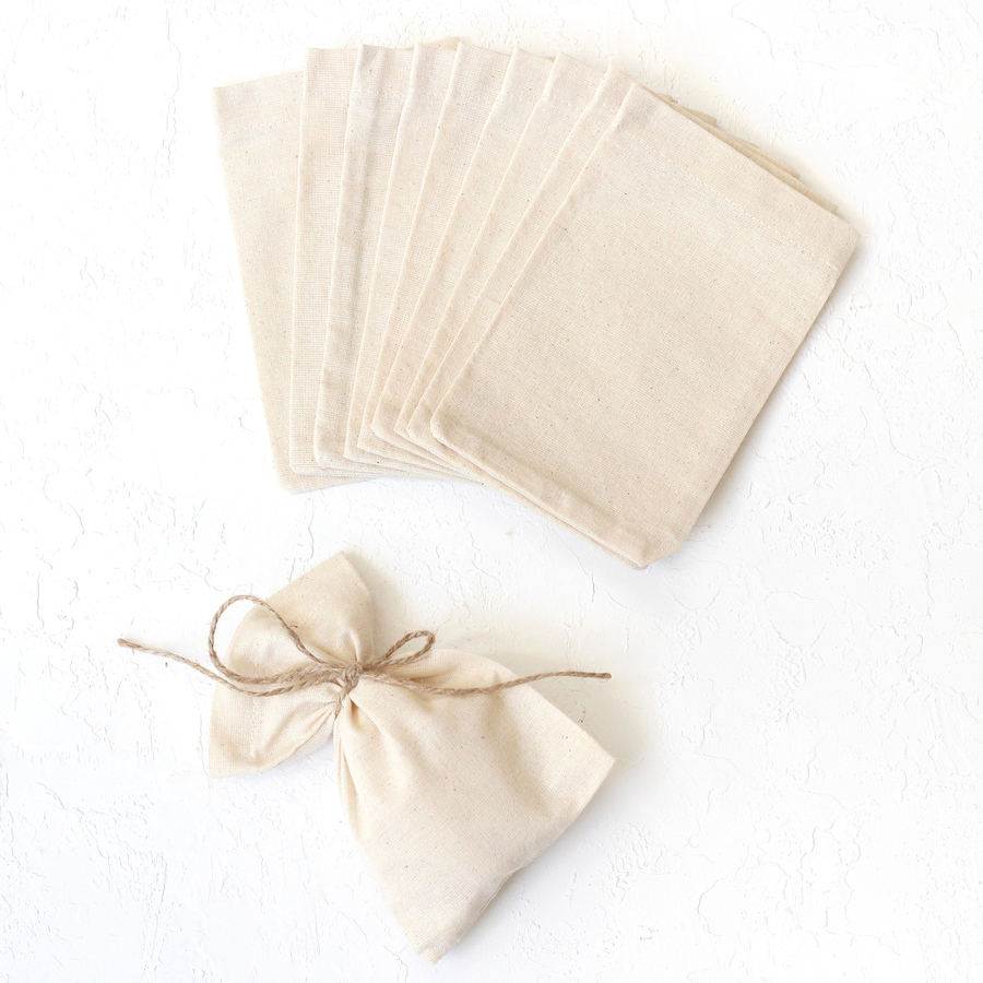 Plain cream raw cloth pouch, 10x15 cm / 10 pcs - 2