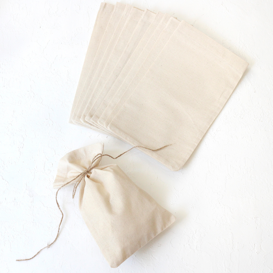 Plain cream raw cloth pouch, 15x25 cm / 10 pcs - 2