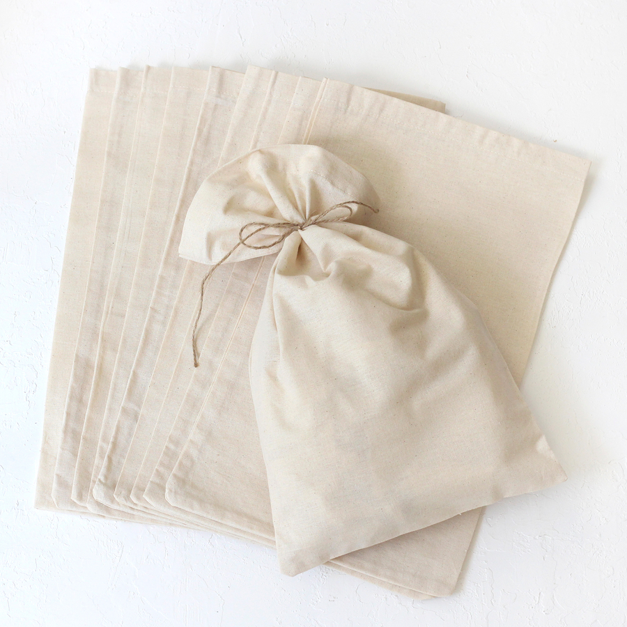 Plain cream raw cloth pouch, 25x40 cm / 10 pcs - 2