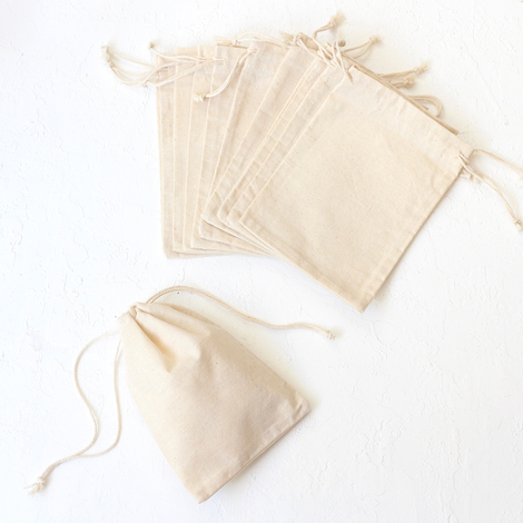 Cream raw cloth pouch with drawstring, 13x18 cm / 100 pcs - 2