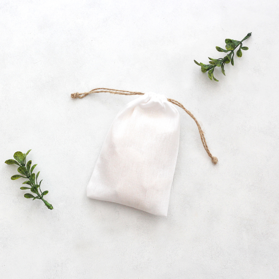 White raw cloth pouch with drawstring, 10x15 cm / 10 pcs - 1