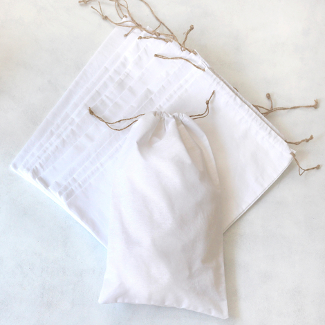 White raw cloth pouch with drawstring, 25x40 cm / 10 pcs - 2