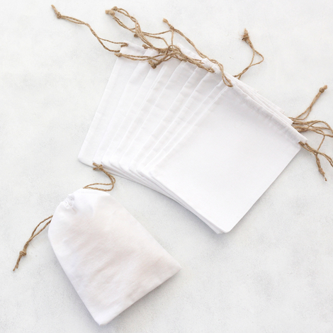 White raw cloth pouch with drawstring, 13x18 cm / 100 pcs - 2