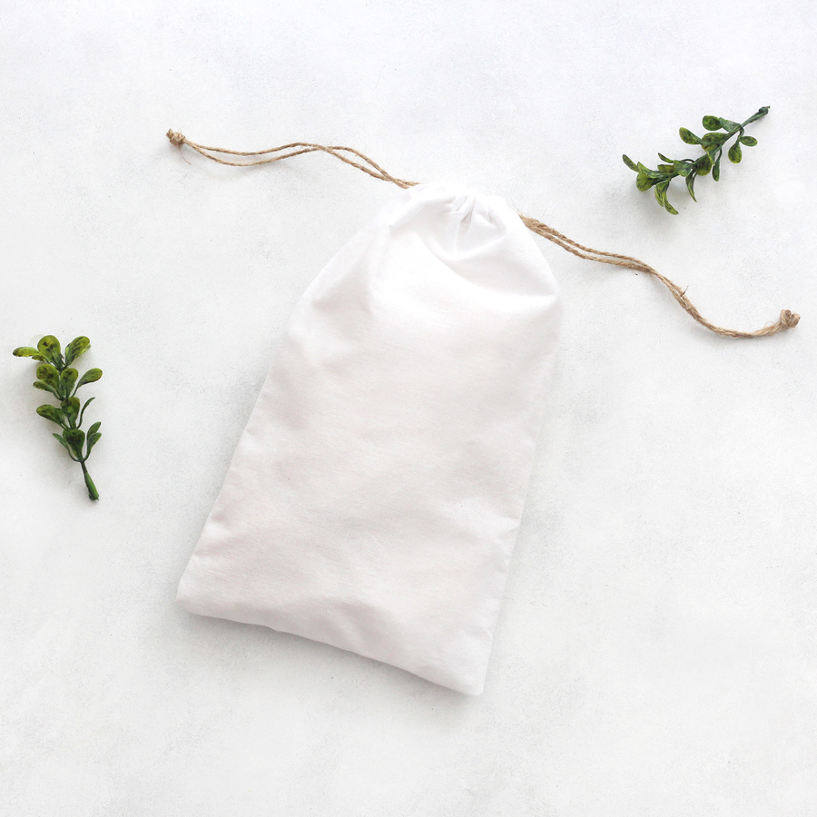 White raw cloth pouch with drawstring, 15x25 cm / 100 pcs - 1