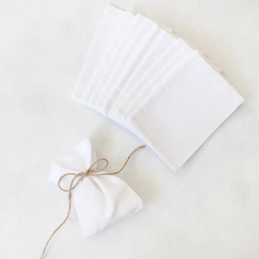 Plain white raw cloth pouch, 9x12 cm / 10 pcs - 2