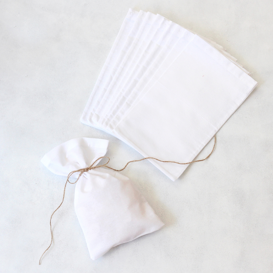 Plain white raw cloth pouch, 15x25 cm / 10 pcs - 2