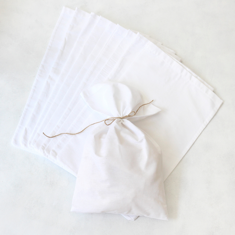 Plain white raw cloth pouch, 25x40 cm / 100 pcs - 2