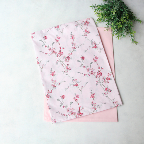 Flower branch patterned pillowcase set, 50x70 cm / pink - 2