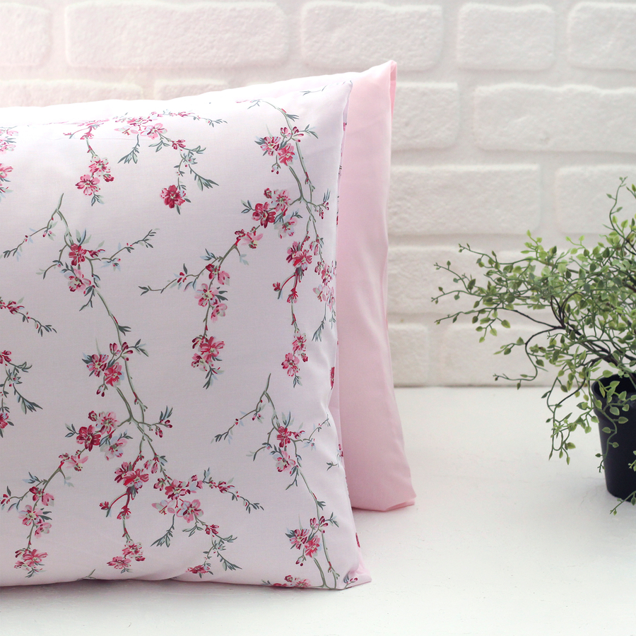 Flower branch patterned pillowcase set, 50x70 cm / pink - 1