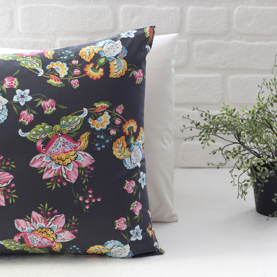 Vintage patterned pillowcase set, 50x70 cm / anthracite - 1