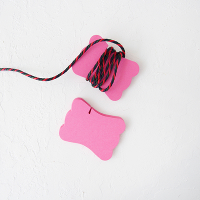 Cardboard spool shaped Hang Tag, 20 pcs / Fuchsia - 1