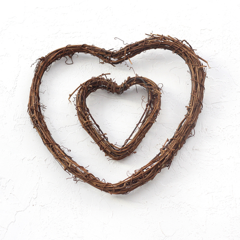 Heart-shaped natural wreath, 23 cm / 3 pcs - 3