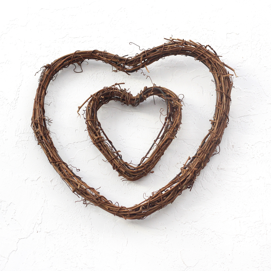 Heart-shaped natural wreath, 23 cm / 3 pcs - 3