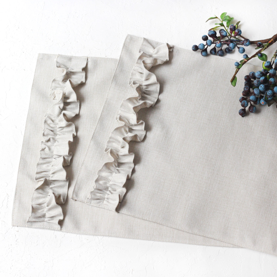 Frilly poly-linen placemat, natural, 35x45 cm / 2 pcs - 2