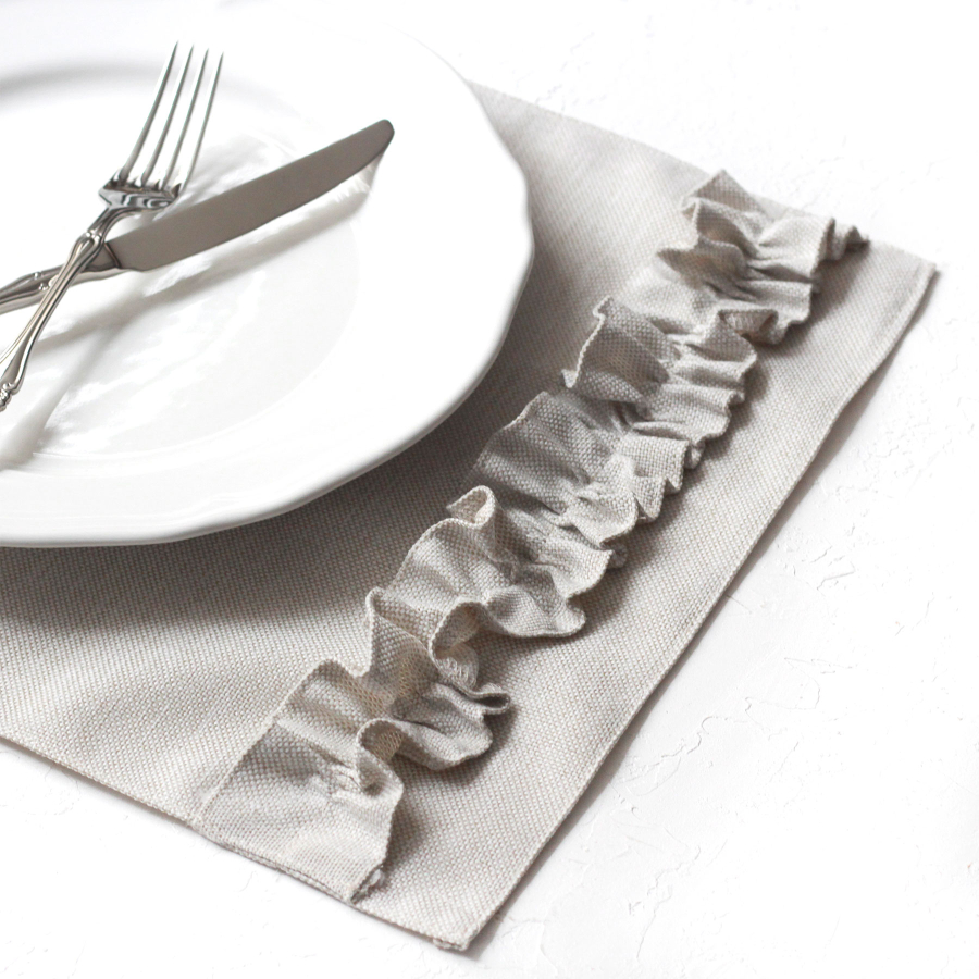 Frilly poly-linen placemat, natural, 35x45 cm / 2 pcs - 3