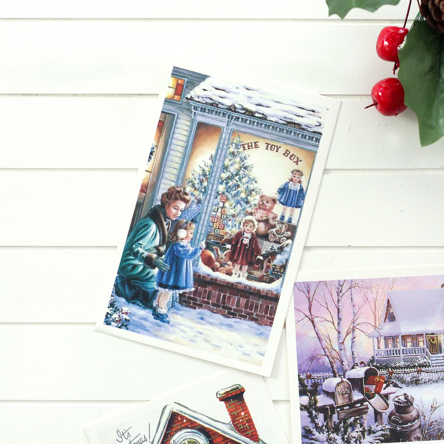 Postcard, Christmas, red house / 6 pcs - 4