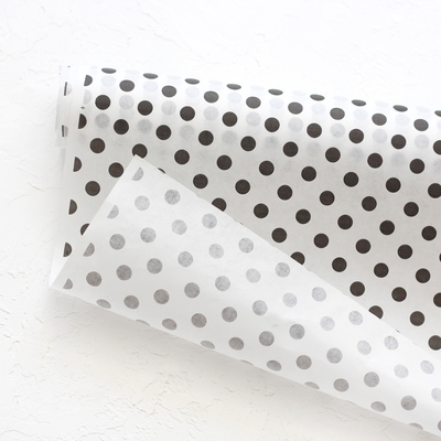 Wrapping paper, black polka dot, 70x100 cm / 5 pcs (White) - 1