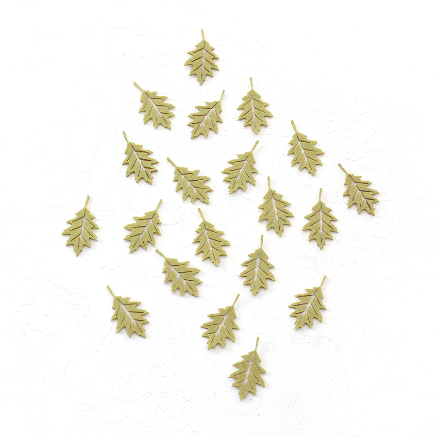 Felt autumn leaves, green / 100 pcs - 1