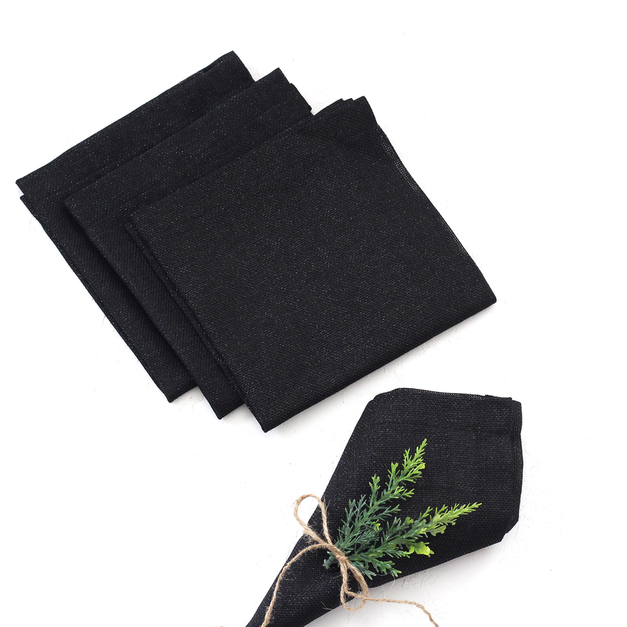 Glittered black napkin, 40x40 cm / 12 pcs - 2