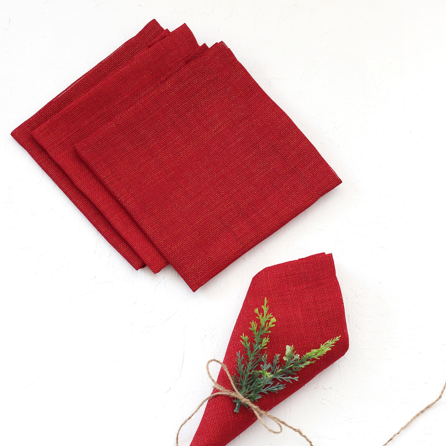 Glittered red napkin, 40x40 cm / 12 pcs - 2