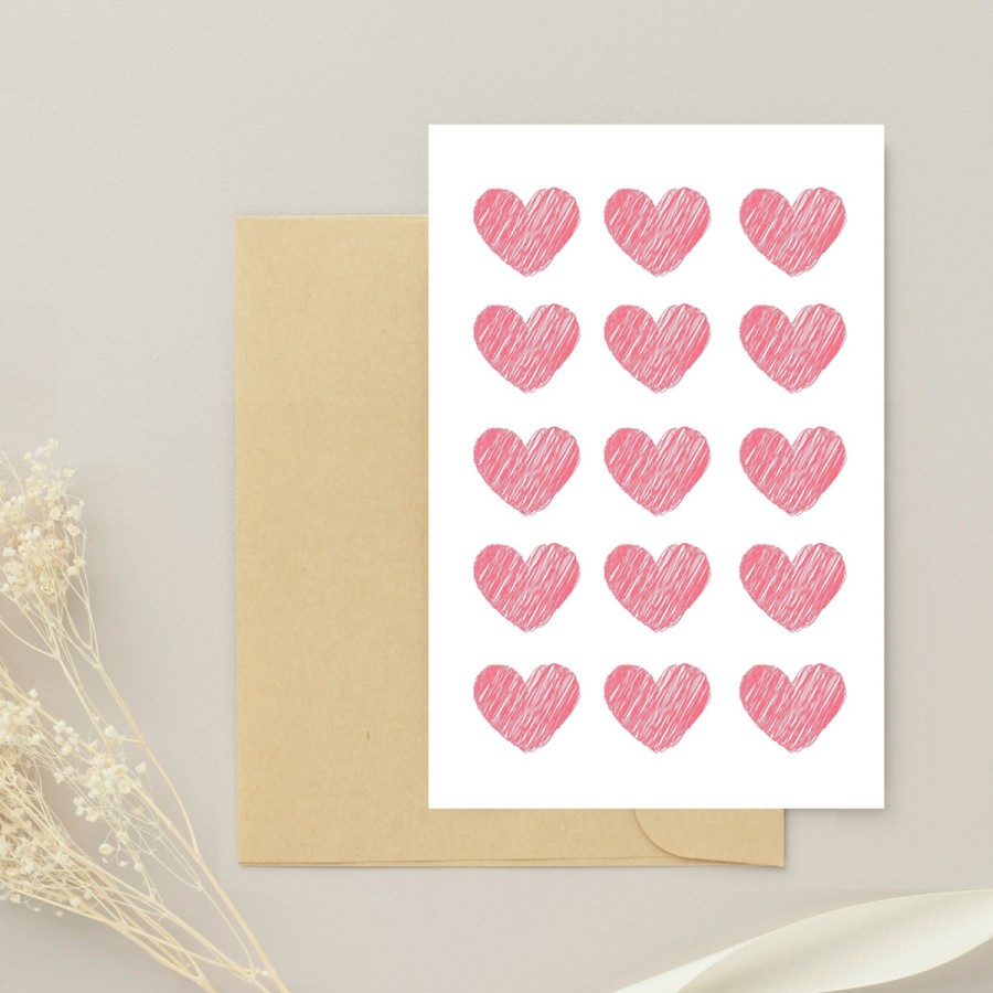 Sticker, heart, texture / 3.9x3.9 cm (10 sheets) - 1