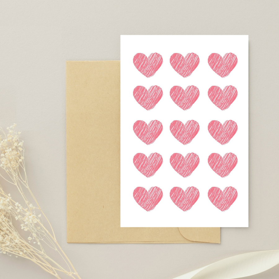 Sticker, heart, texture / 3.9x3.9 cm (2 sheets) - 1