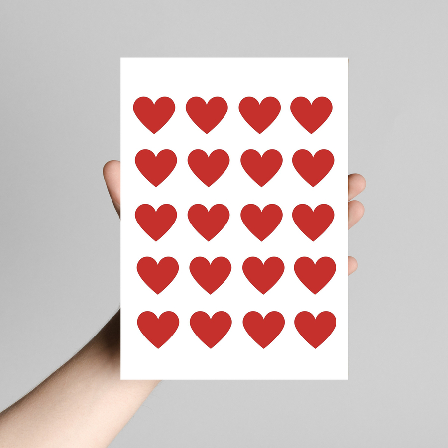 Sticker, heart, plain / 3.9x3.9 cm (10 sheets) - 1