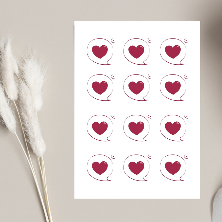 Sticker, heart, bublee / 4.3x4.9 cm (2 sheets) - 1