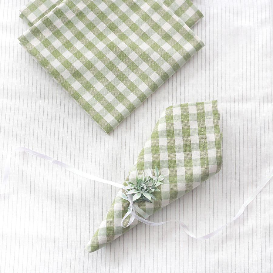 Light green checked cloth napkin, 40x40 cm / 4 pcs - 2