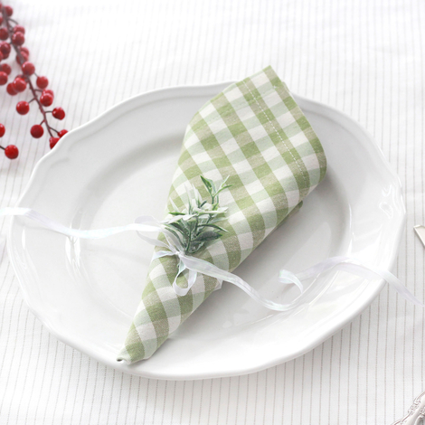 Light green checked cloth napkin, 40x40 cm / 4 pcs - 3