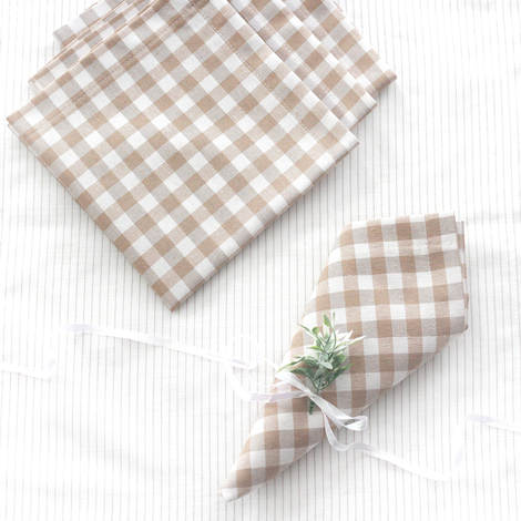 Beige checked woven cloth napkin, 40x40 cm / 4 pcs - 2