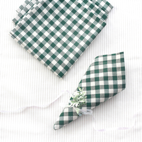 Dark green checked cloth napkin, 40x40 cm / 4 pcs - 3