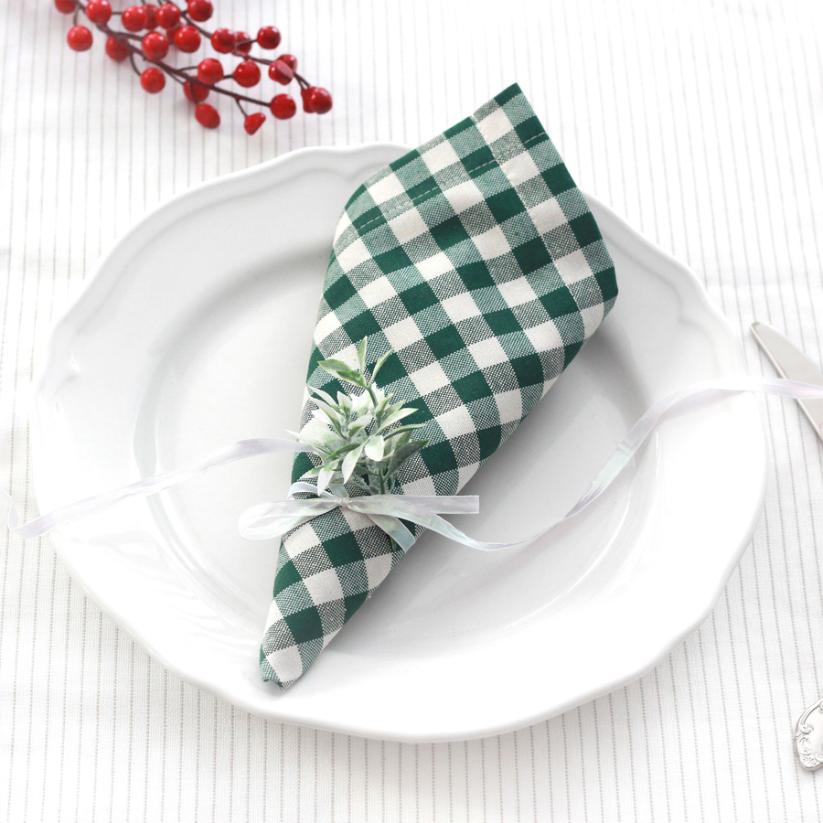 Dark green checked cloth napkin, 40x40 cm / 4 pcs - 2