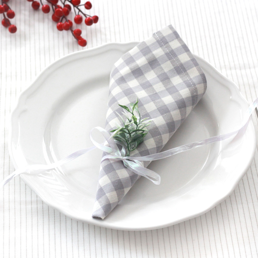 Grey checkered cloth napkin, 40x40 cm / 4 pcs - 1