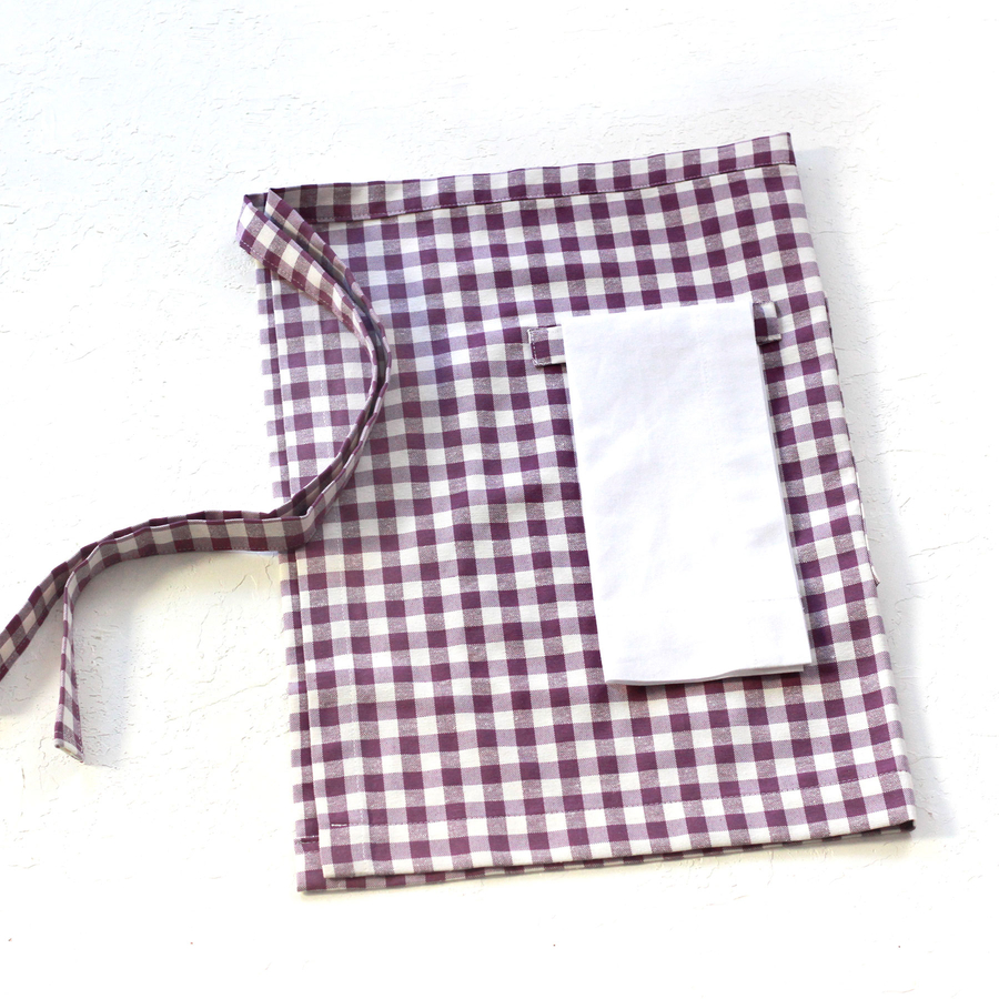 Mud-white checkered kitchen apron, 50x70 cm - 2