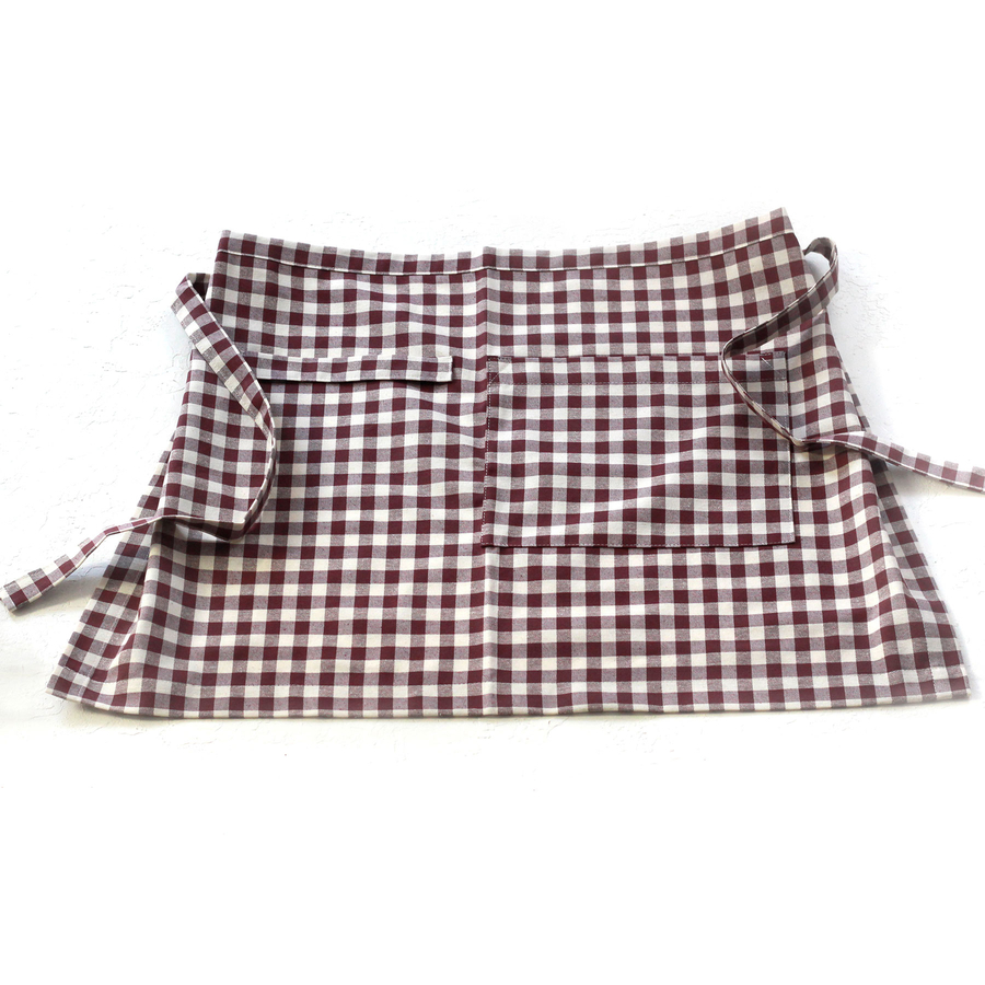 Burgundy and white checkered kitchen apron, 50x70 cm - 1