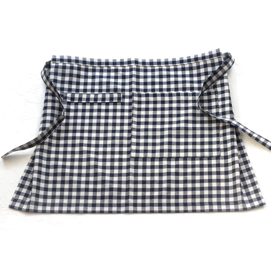 Navy blue and white checkered kitchen apron, 50x70 cm - 1