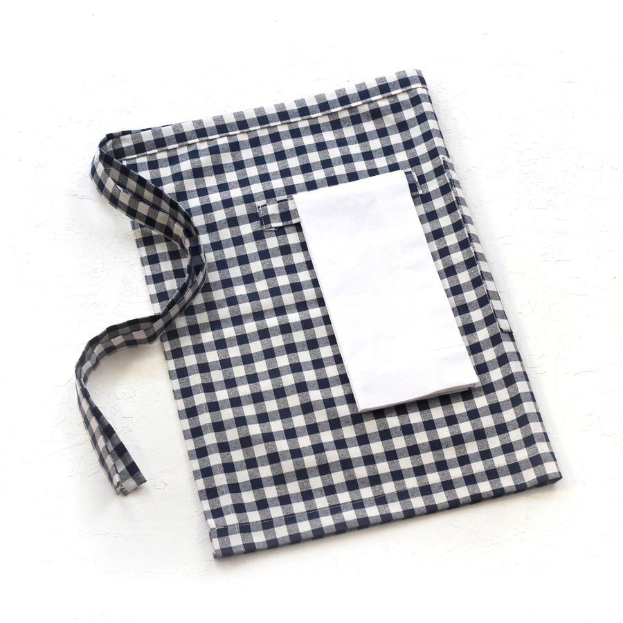 Navy blue and white checkered kitchen apron, 50x70 cm - 2