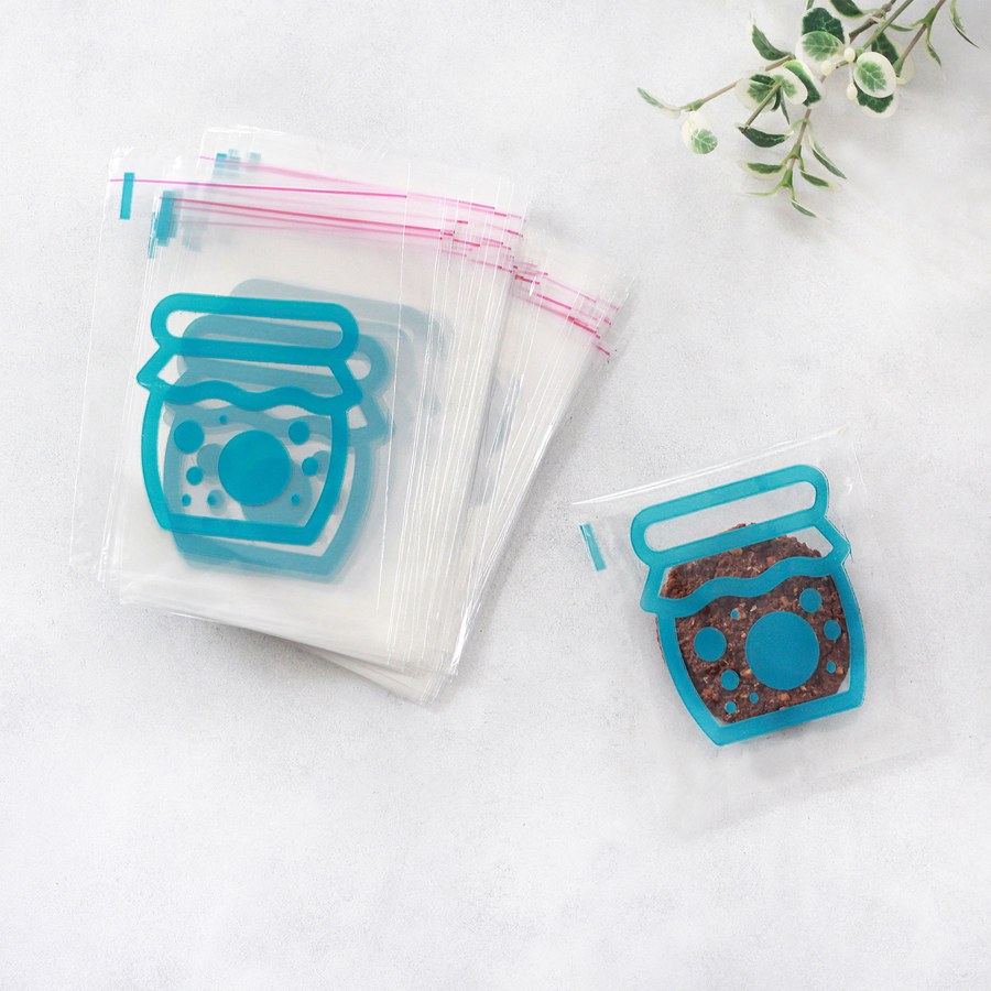 Blue jar patterned Clear Bags with tape / 10x15 cm (100 pcs) - 2