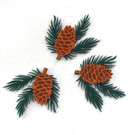 Christmas felt ornament, pine cone / 2 pcs - 2