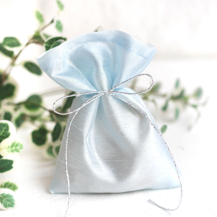 Light blue Ottoman silk pouch, 9x12 cm / 3 pcs - 1