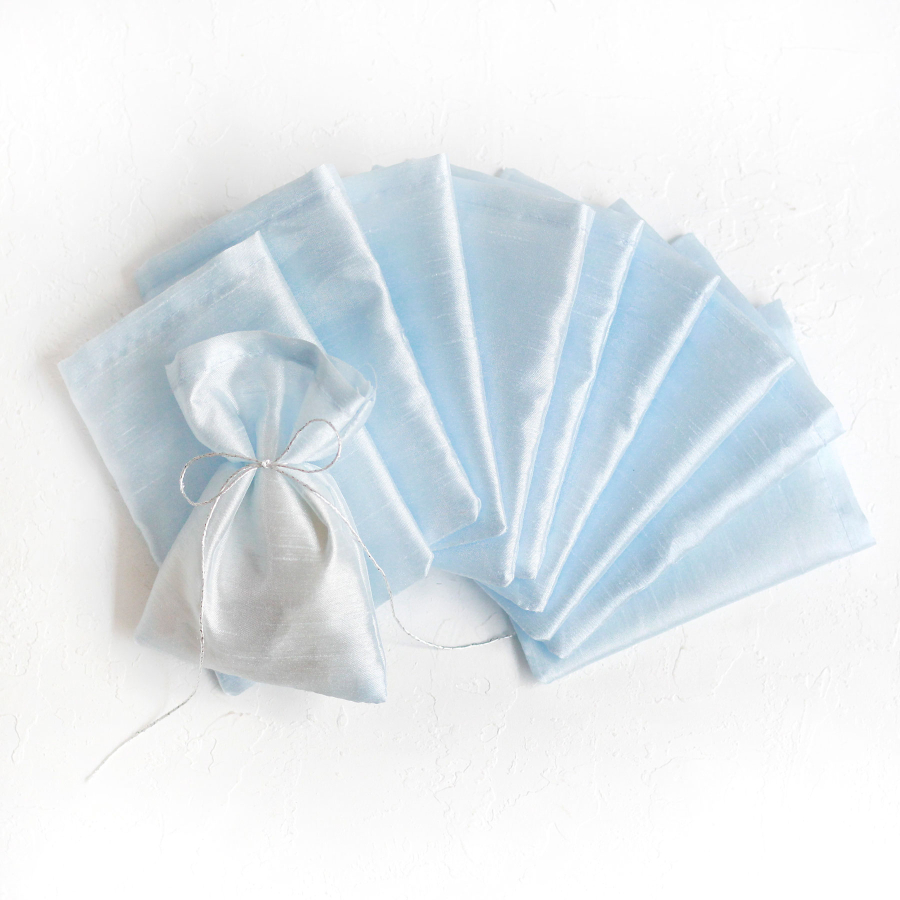 Light blue Ottoman silk pouch, 9x12 cm / 10 pcs - 2