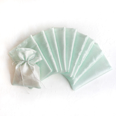 Mint Ottoman silk pouch, 9x12 cm / 10 pcs - 2