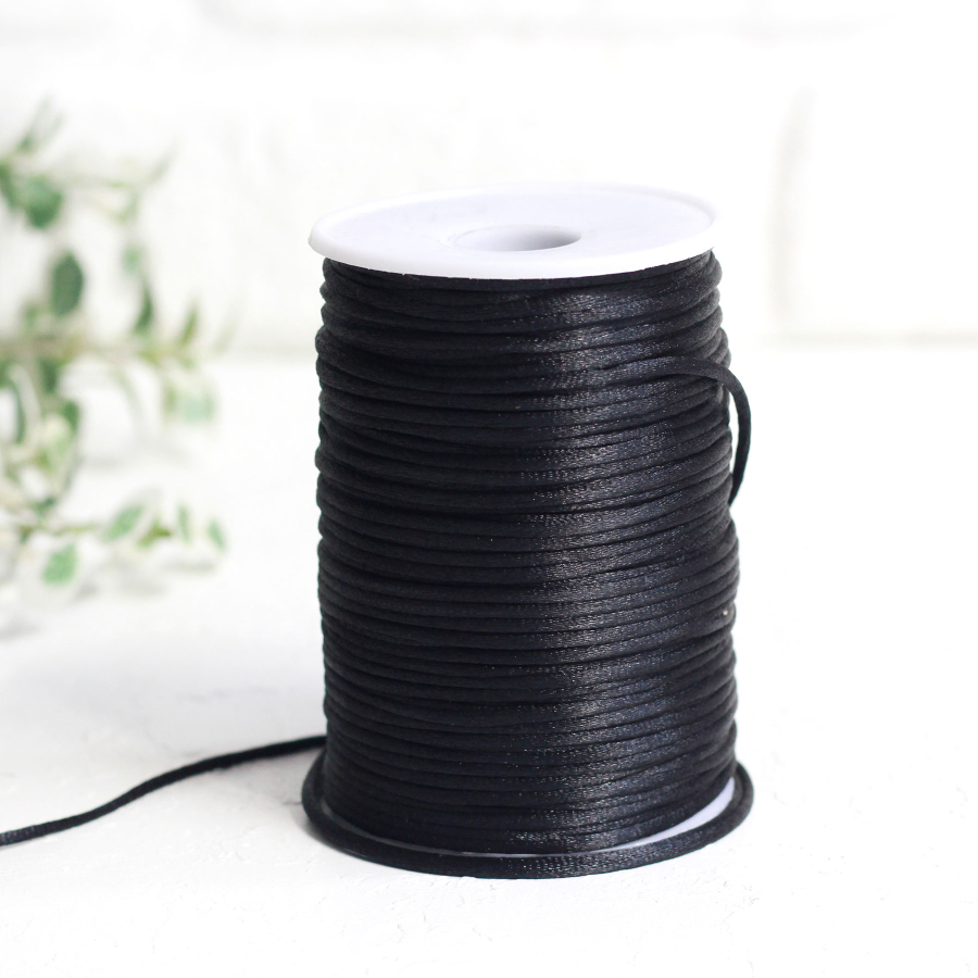 Black flush rope (rat tail), 2 mm / Roll - 1