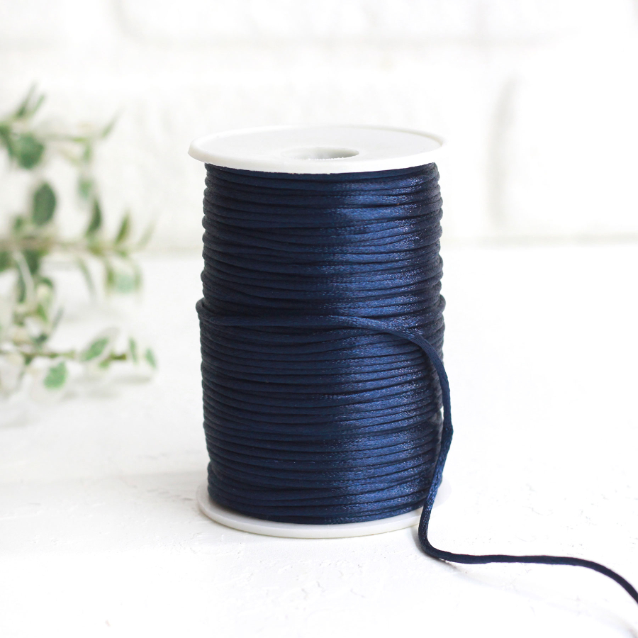 Navy blue flush rope (rat tail), 2 mm / Roll - 1