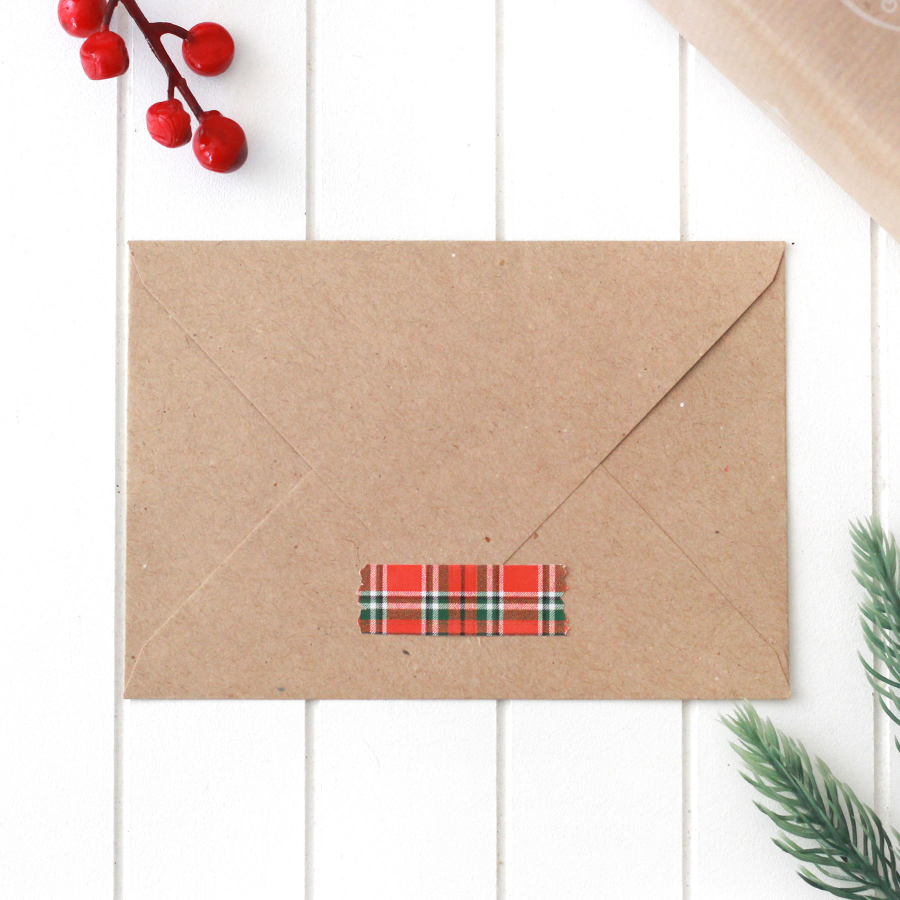 Christmas plaid shaped sticker / tape, 1.4x4.5 cm / 2 sheets - 2