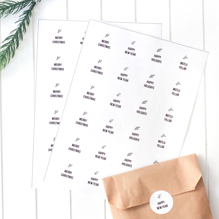 Christmas messages sticker set, 2.75 cm / 2 sheets (White) - 1